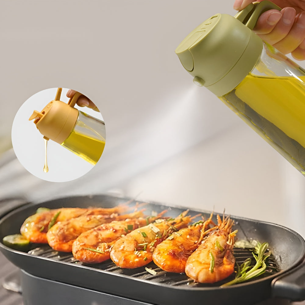 Refillable Glass Oil Dispenser with Spray for Kitchen Use