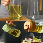 Refillable Glass Oil Dispenser with Spray for Kitchen Use
