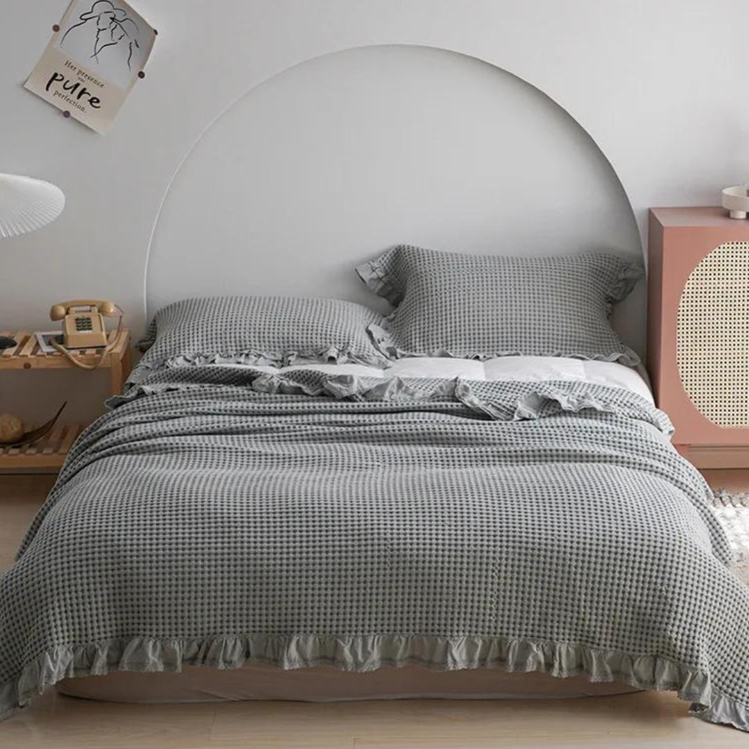 Olivia | Combed cotton waffle throw blanket 7