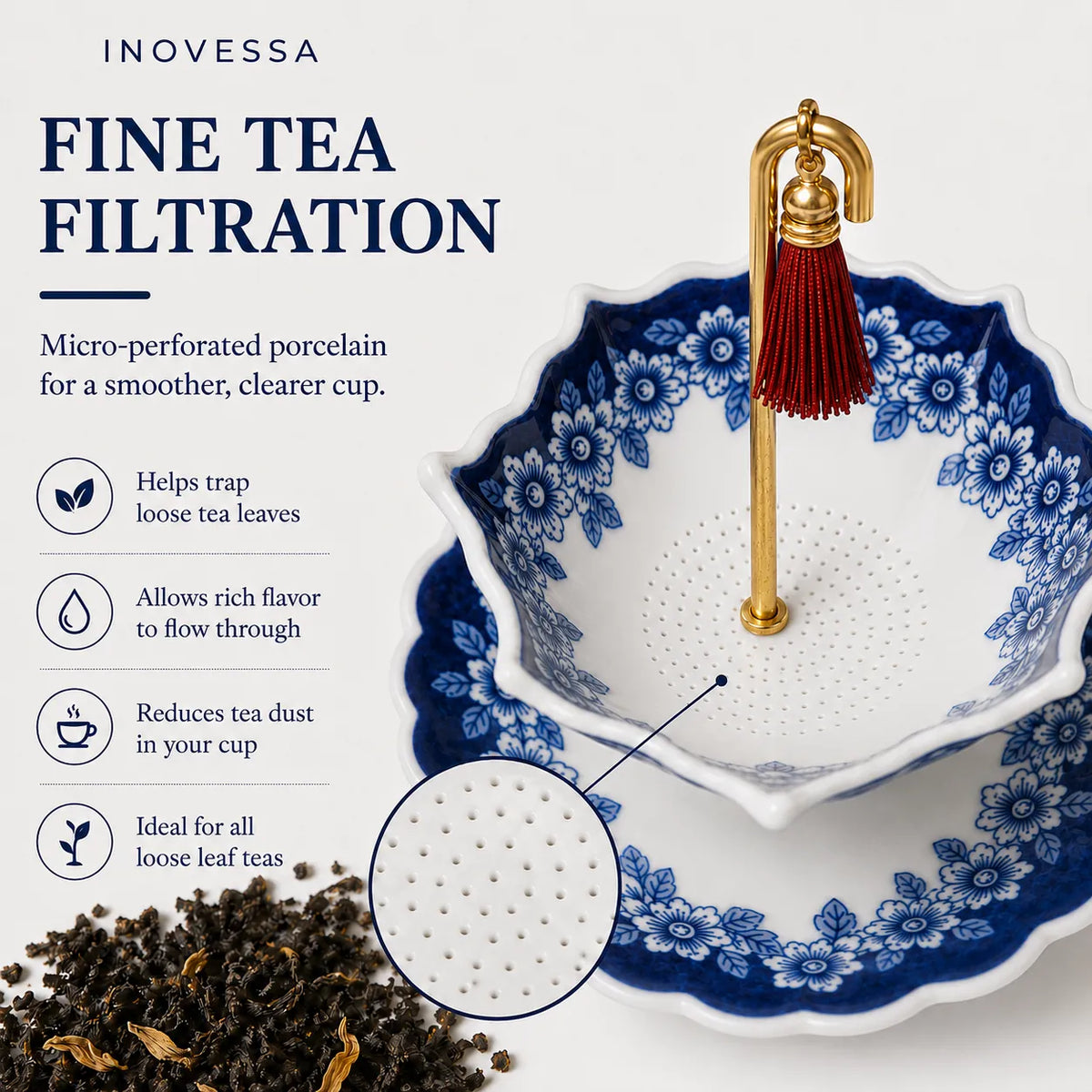 Elegant Swirl Ceramic Tea Infuser with 360° Rotation