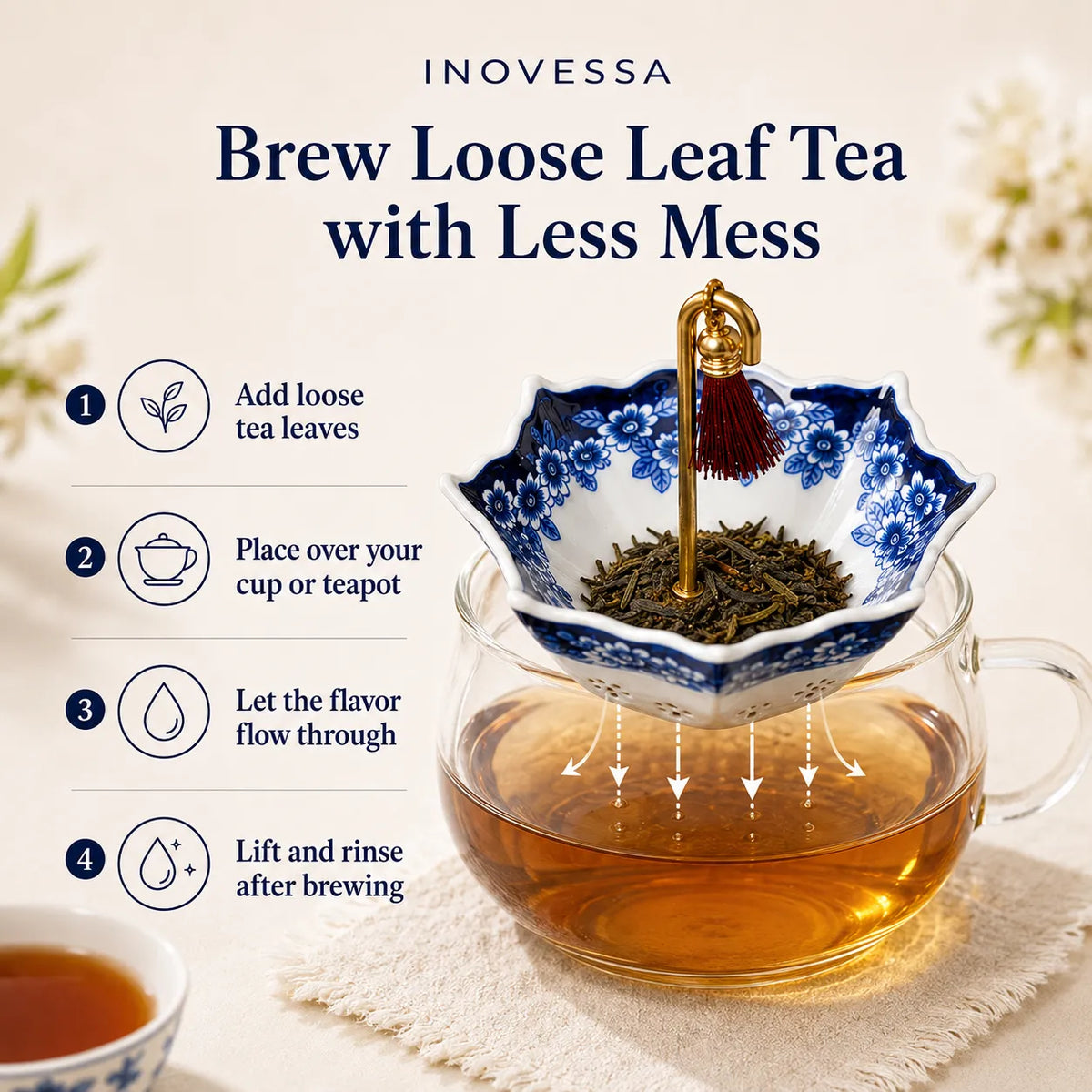 Elegant Swirl Ceramic Tea Infuser with 360° Rotation