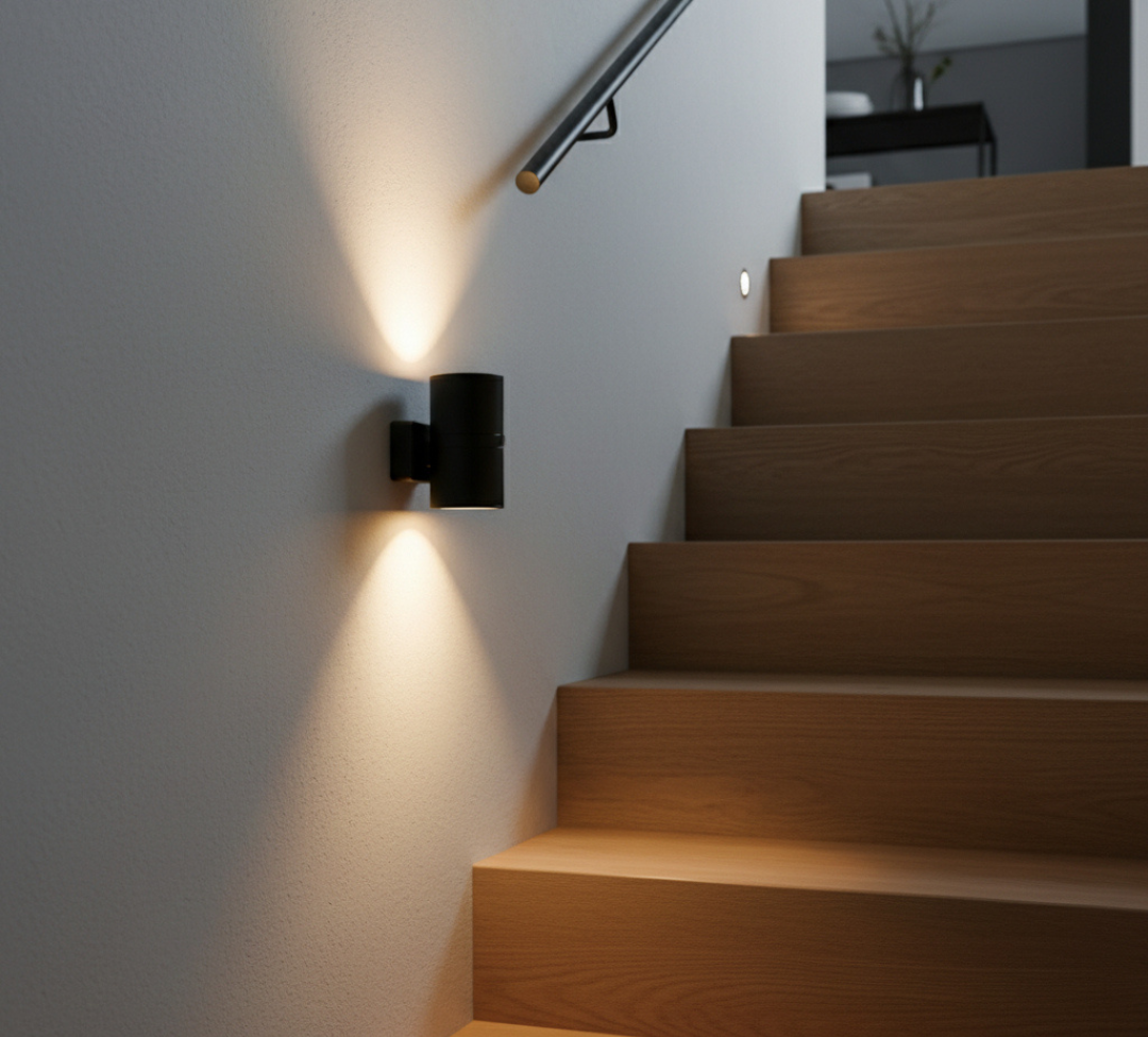 Black Cylindrical Head Wall-Mounted Plug-In Light