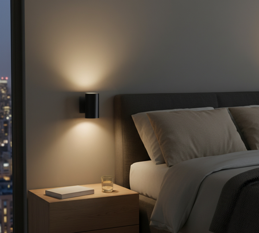 Black Cylindrical Head Wall-Mounted Plug-In Light