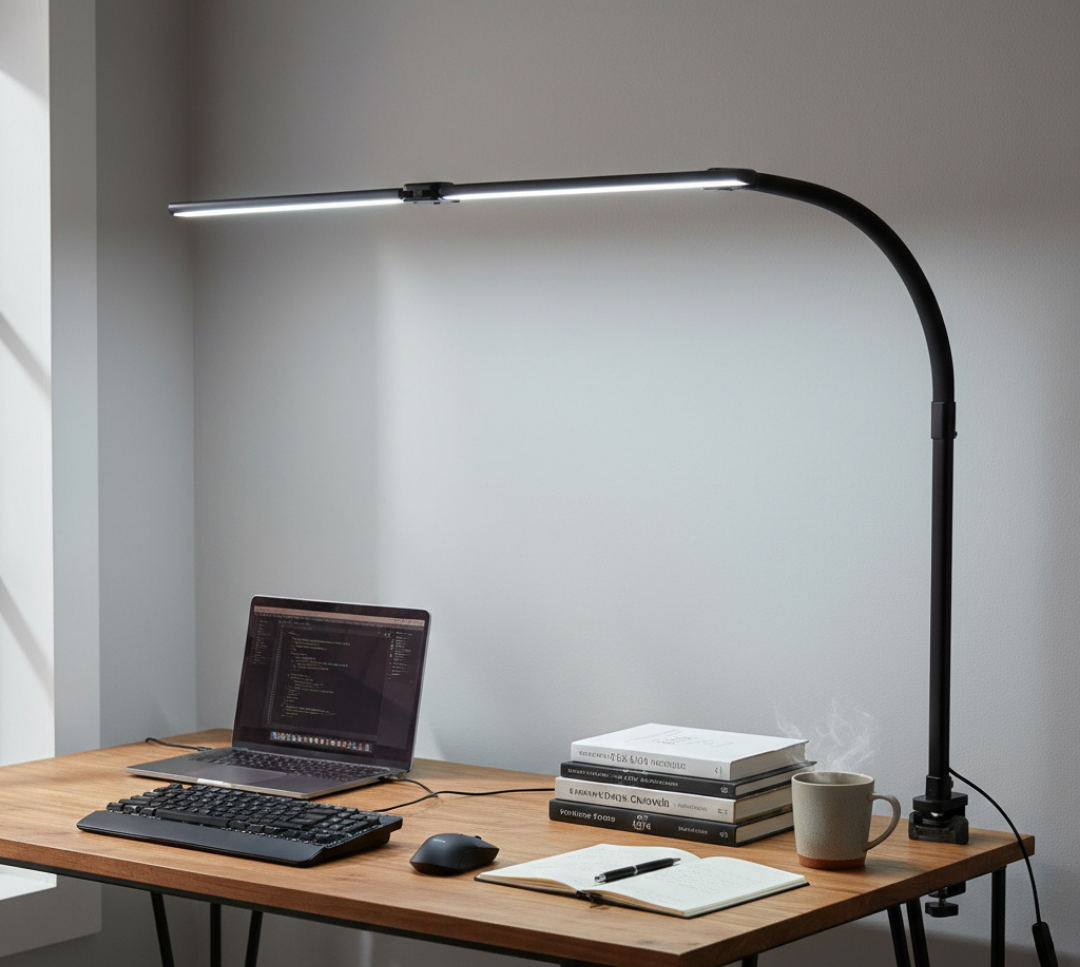 Black Slim LED Light Bar Desk Lamp with Adjustable Height