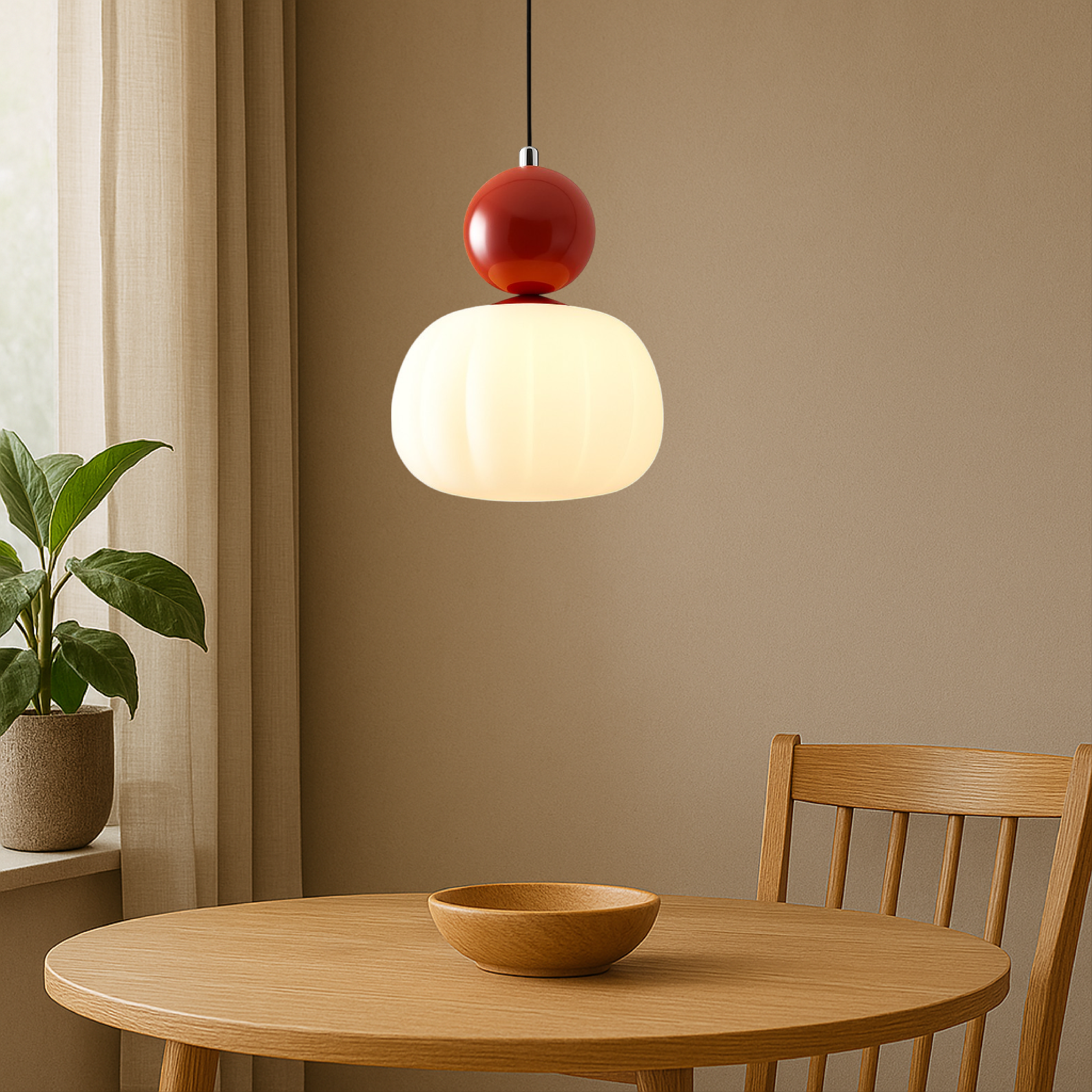 Colored Sphere Cap Pendant Light in Opal Glass