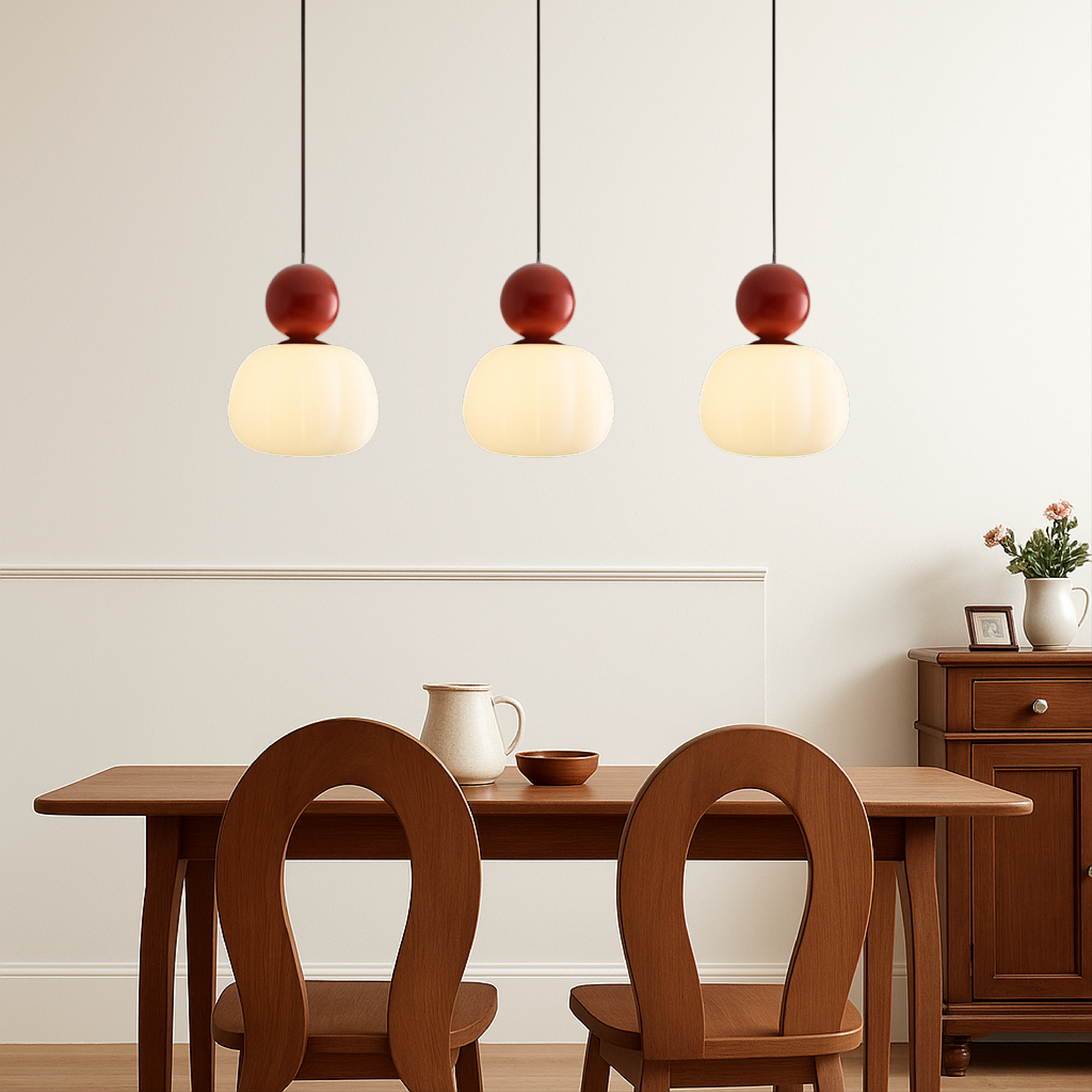 Colored Sphere Cap Pendant Light in Opal Glass