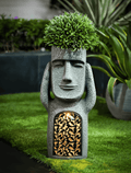 Set of Stone-Look Human Figures for Solar Garden Decoration