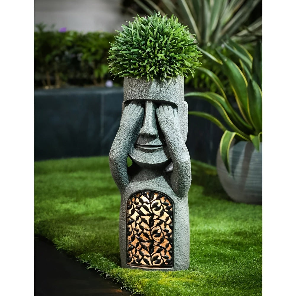 Set of Stone-Look Human Figures for Solar Garden Decoration