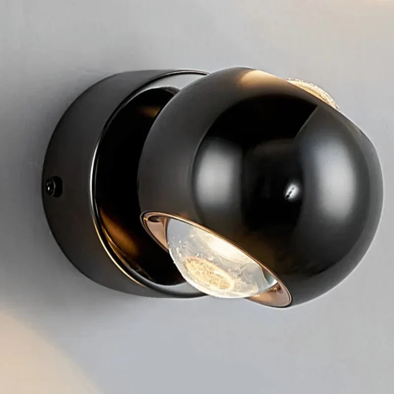 360° Adjustable Black LED Wall Light – Spherical Rotating Design