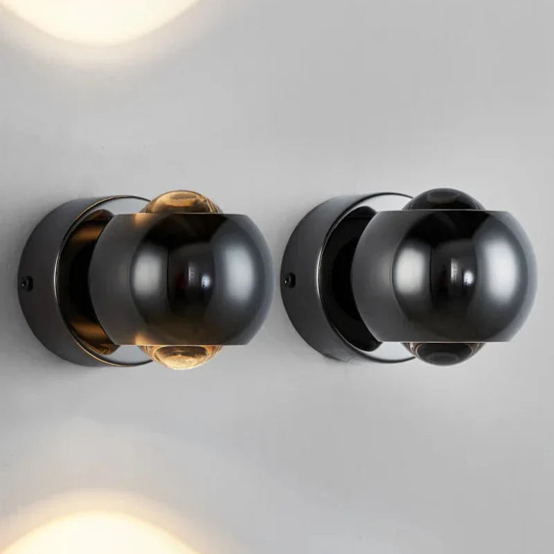 360° Adjustable Black LED Wall Light – Spherical Rotating Design