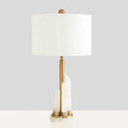 Cylindrical Fabric Shade Table Lamp in Alabaster Finish