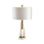 Cylindrical Fabric Shade Table Lamp in Alabaster Finish