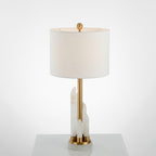 Cylindrical Fabric Shade Table Lamp in Alabaster Finish
