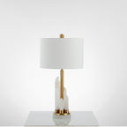 Cylindrical Fabric Shade Table Lamp in Alabaster Finish