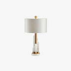 Cylindrical Fabric Shade Table Lamp in Alabaster Finish