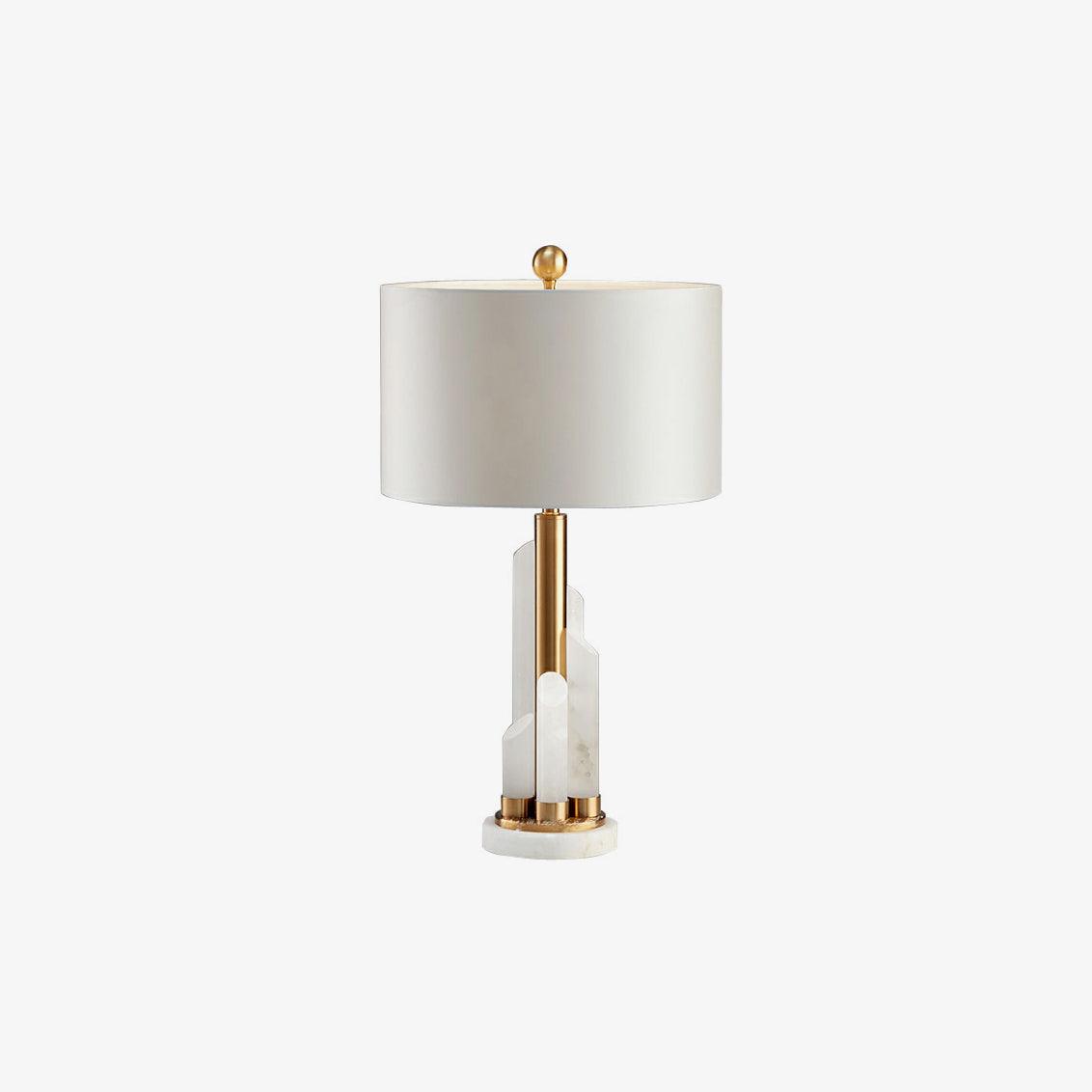 Cylindrical Fabric Shade Table Lamp in Alabaster Finish