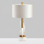 Cylindrical Fabric Shade Table Lamp in Alabaster Finish