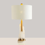 Cylindrical Fabric Shade Table Lamp in Alabaster Finish