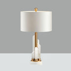 Cylindrical Fabric Shade Table Lamp in Alabaster Finish