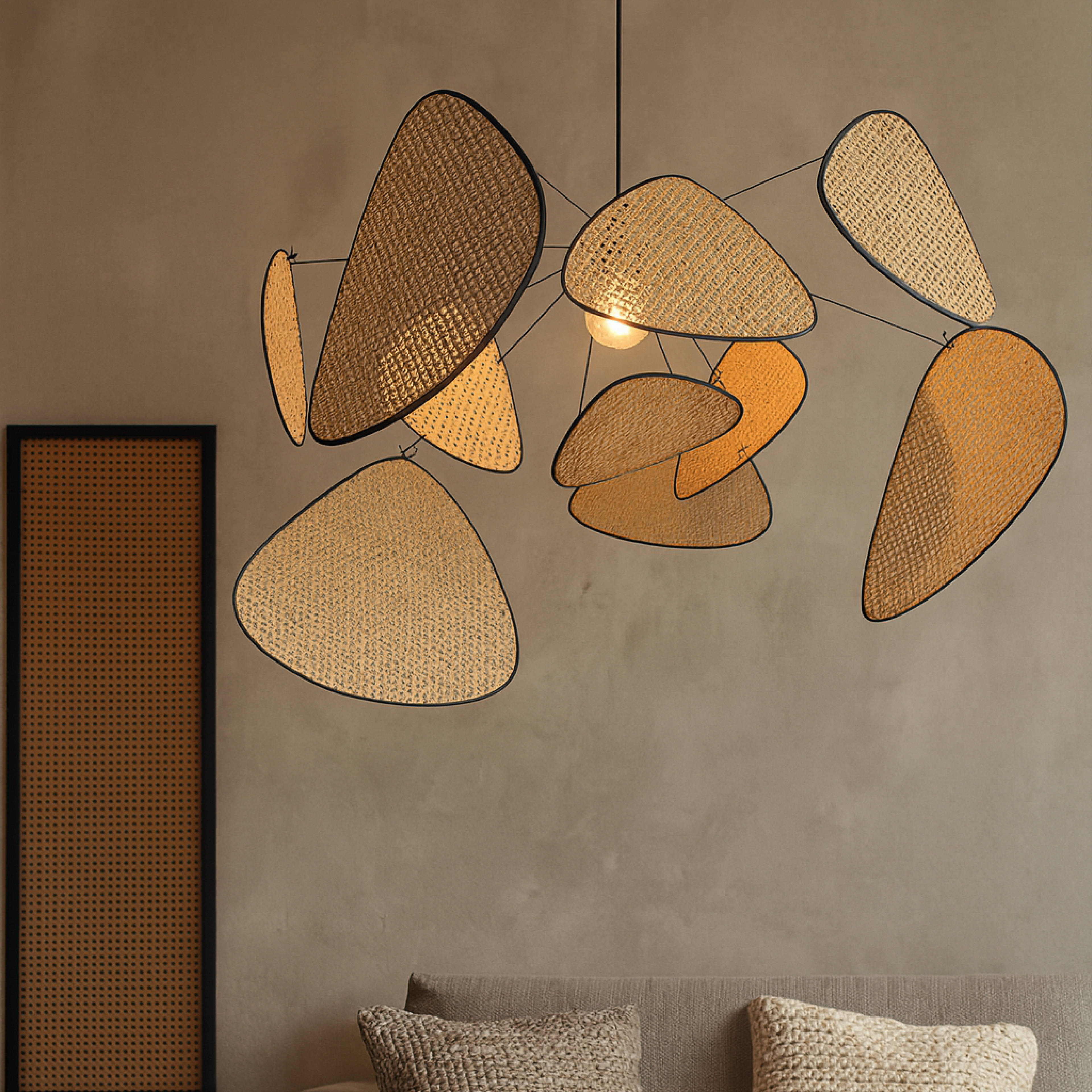 Handcrafted Pendant Light in Organic Rattan Design