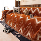 Chenille Sofa Slipcover - Chevron Design, Suitable for Pets