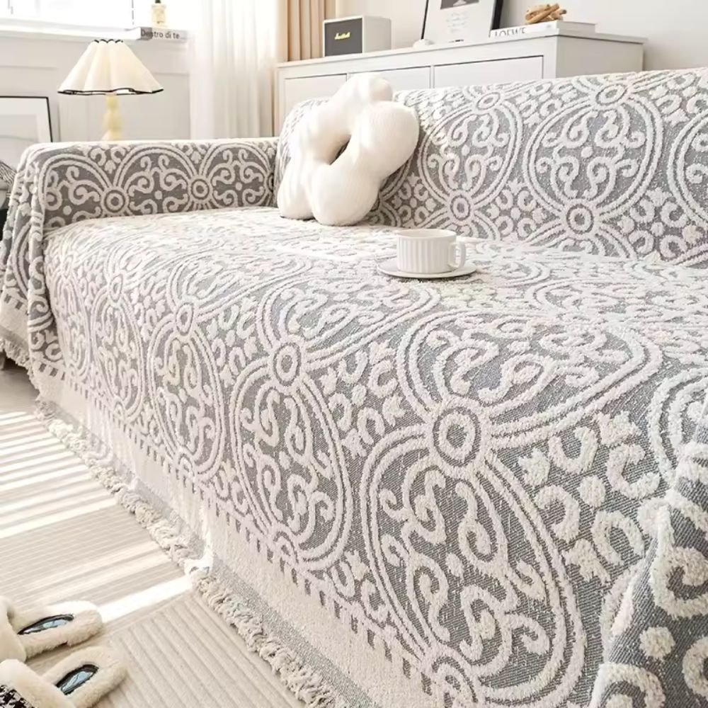 Vintage Style Jacquard Sofa Protector - Soft Microfiber Fabric