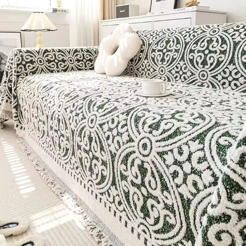 Vintage Style Jacquard Sofa Protector - Soft Microfiber Fabric