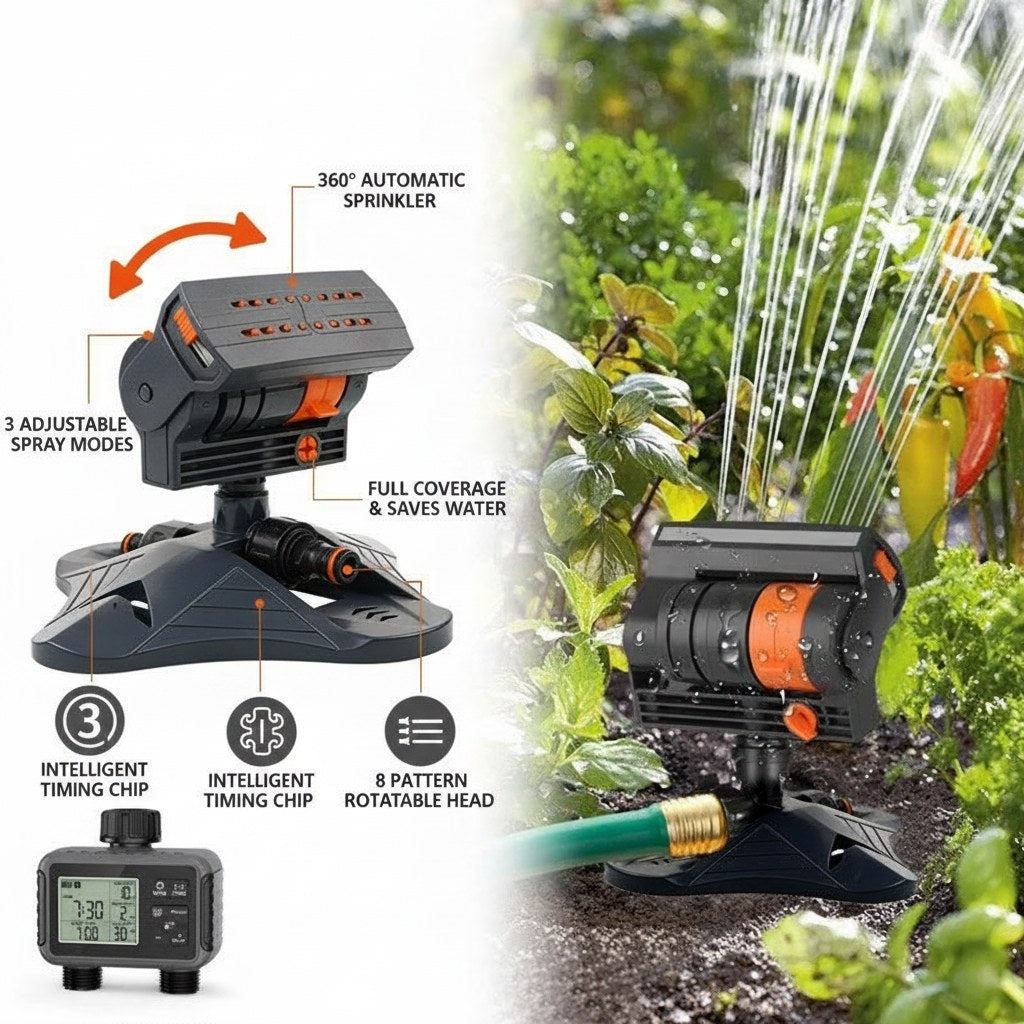 Dual-Zone Timer Oscillating Sprinkler for Efficient Watering