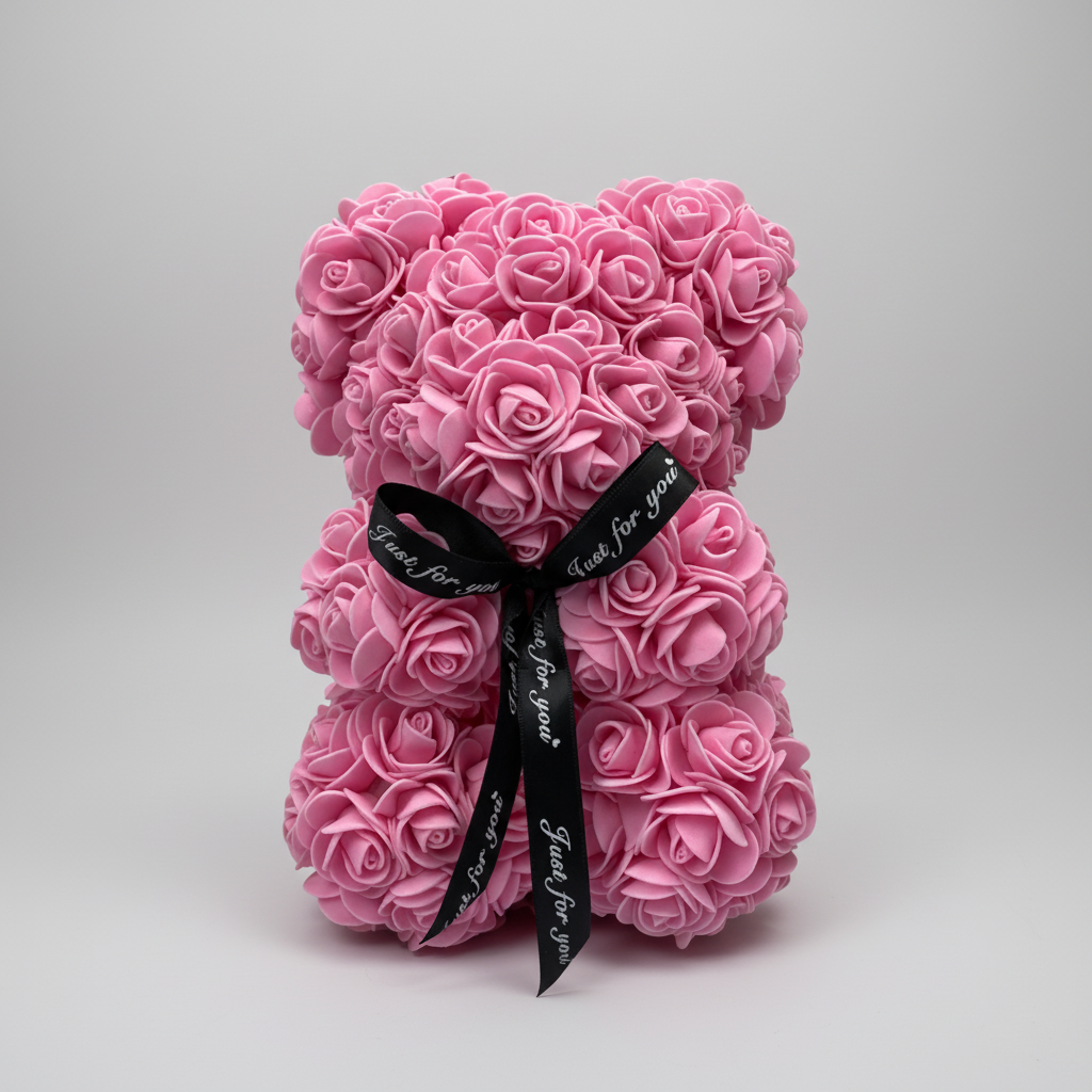 Artificial Flower Teddy Bear - Rose Gift for Mother's Day Decoration