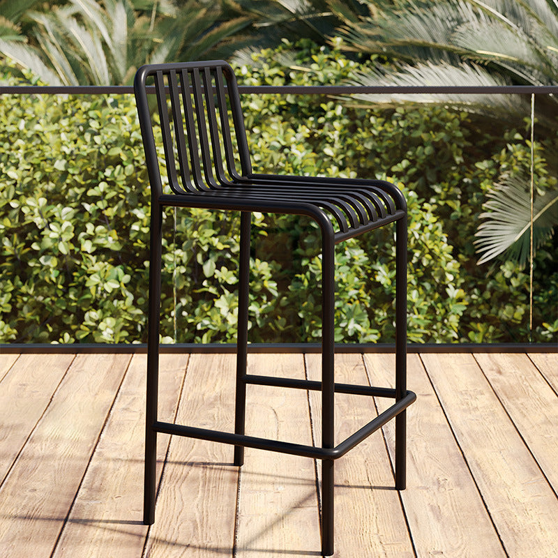 Minimalist Armless Bar Stool for Outdoor Use – Iron Frame for Patio and Garden