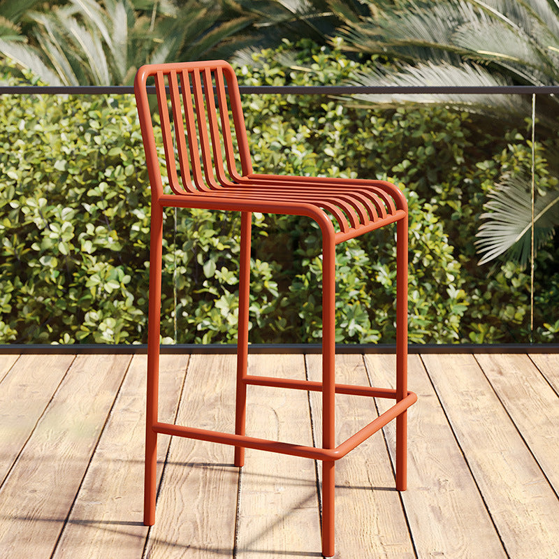 Minimalist Armless Bar Stool for Outdoor Use – Iron Frame for Patio and Garden