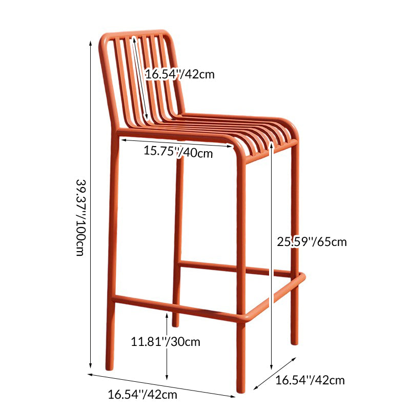 Minimalist Armless Bar Stool for Outdoor Use – Iron Frame for Patio and Garden