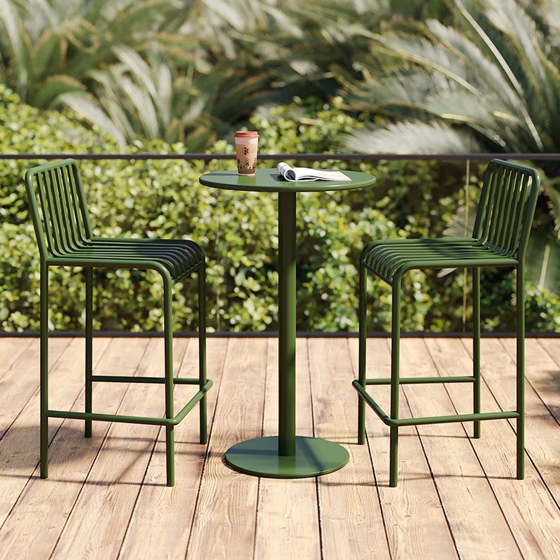 Minimalist Armless Bar Stool for Outdoor Use – Iron Frame for Patio and Garden