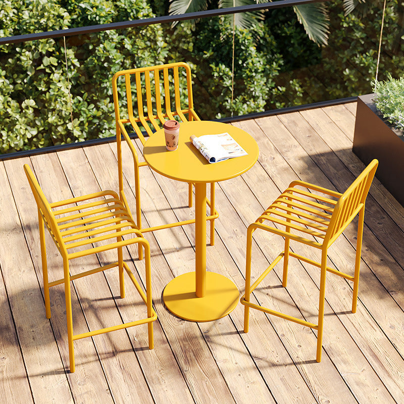 Minimalist Armless Bar Stool for Outdoor Use – Iron Frame for Patio and Garden