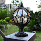 Garden and Landscape Lighting – Retro Copper and Glass Globe Pillar Lights