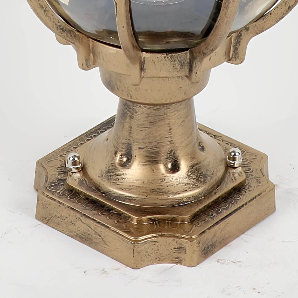 Garden and Landscape Lighting – Retro Copper and Glass Globe Pillar Lights
