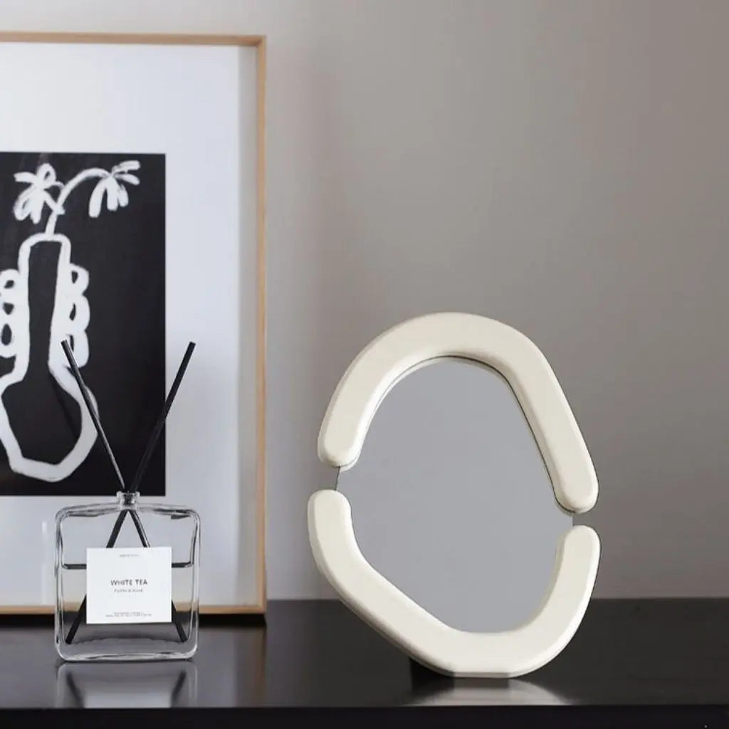 Curved Elegance Wooden Wall Mirror