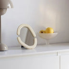 Curved Elegance Wooden Wall Mirror