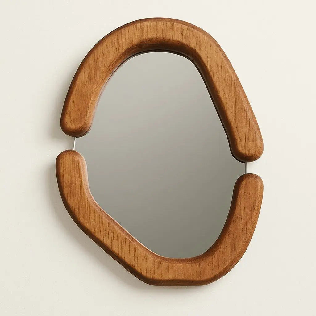 Curved Elegance Wooden Wall Mirror