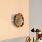Curved Elegance Wooden Wall Mirror