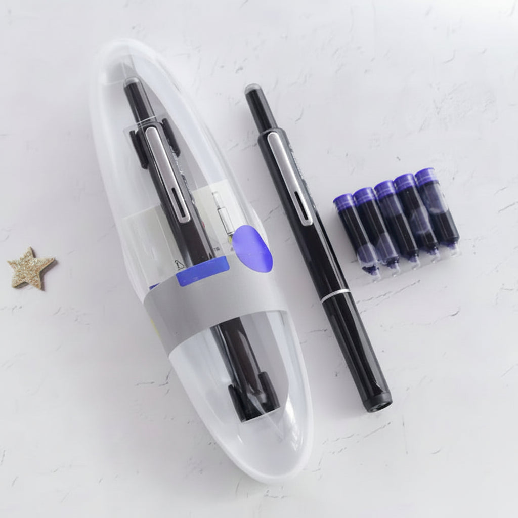 Retractable Fountain Pen with Refillable Stainless Steel Ink