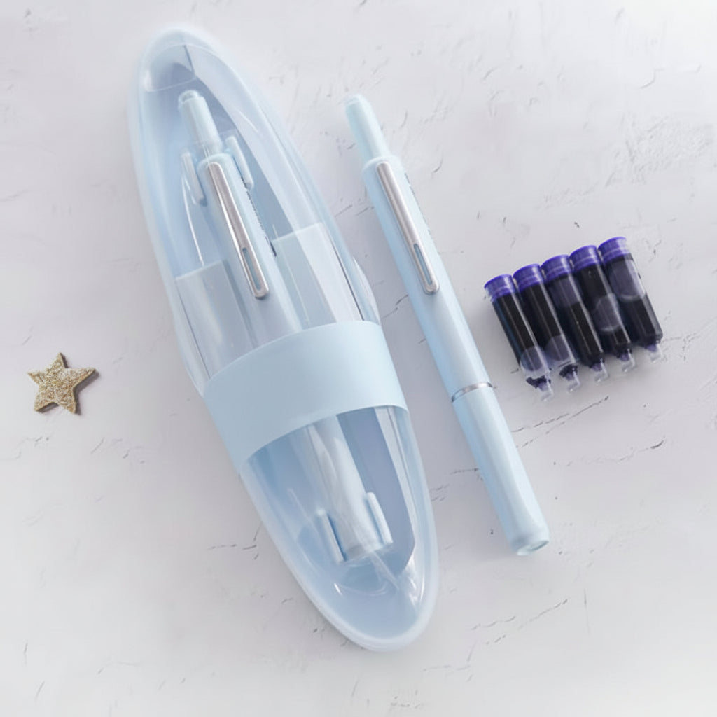 Retractable Fountain Pen with Refillable Stainless Steel Ink