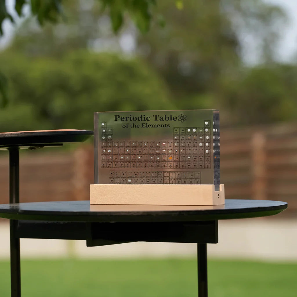 LED Illuminated Acrylic Display of Real Elements in Periodic Table