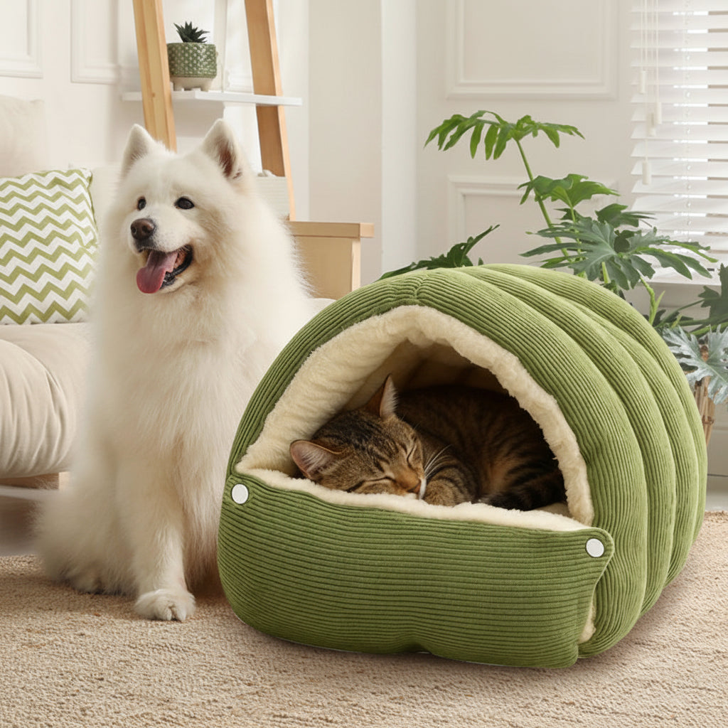 Cozy Indoor Cat Cave Bed - Soft Plush Warm Sleeping House