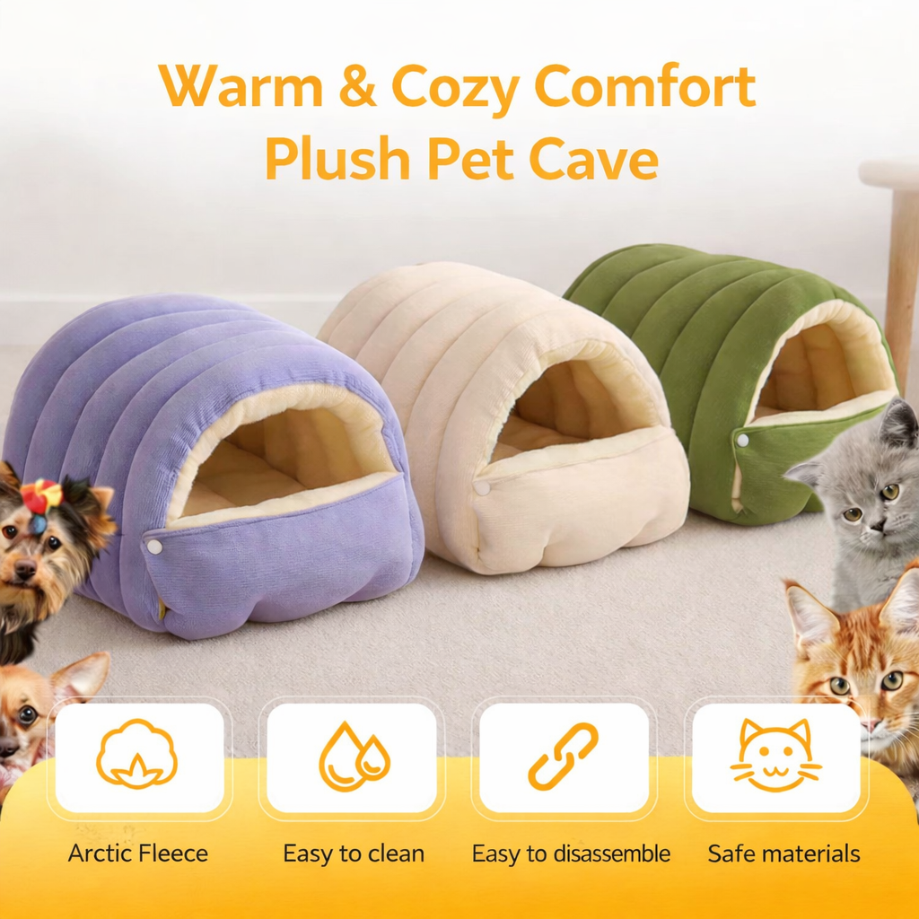 Cozy Indoor Cat Cave Bed - Soft Plush Warm Sleeping House
