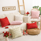 Pink Polyester Throw Pillow Covers with Heart Design for Valentine's Day