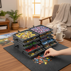 Adjustable Storage Case for Jigsaw Puzzles with Drawers