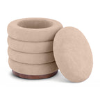 Elegant Sand Paisley Ottoman – Hidden Storage for Footrest and Extra Seating