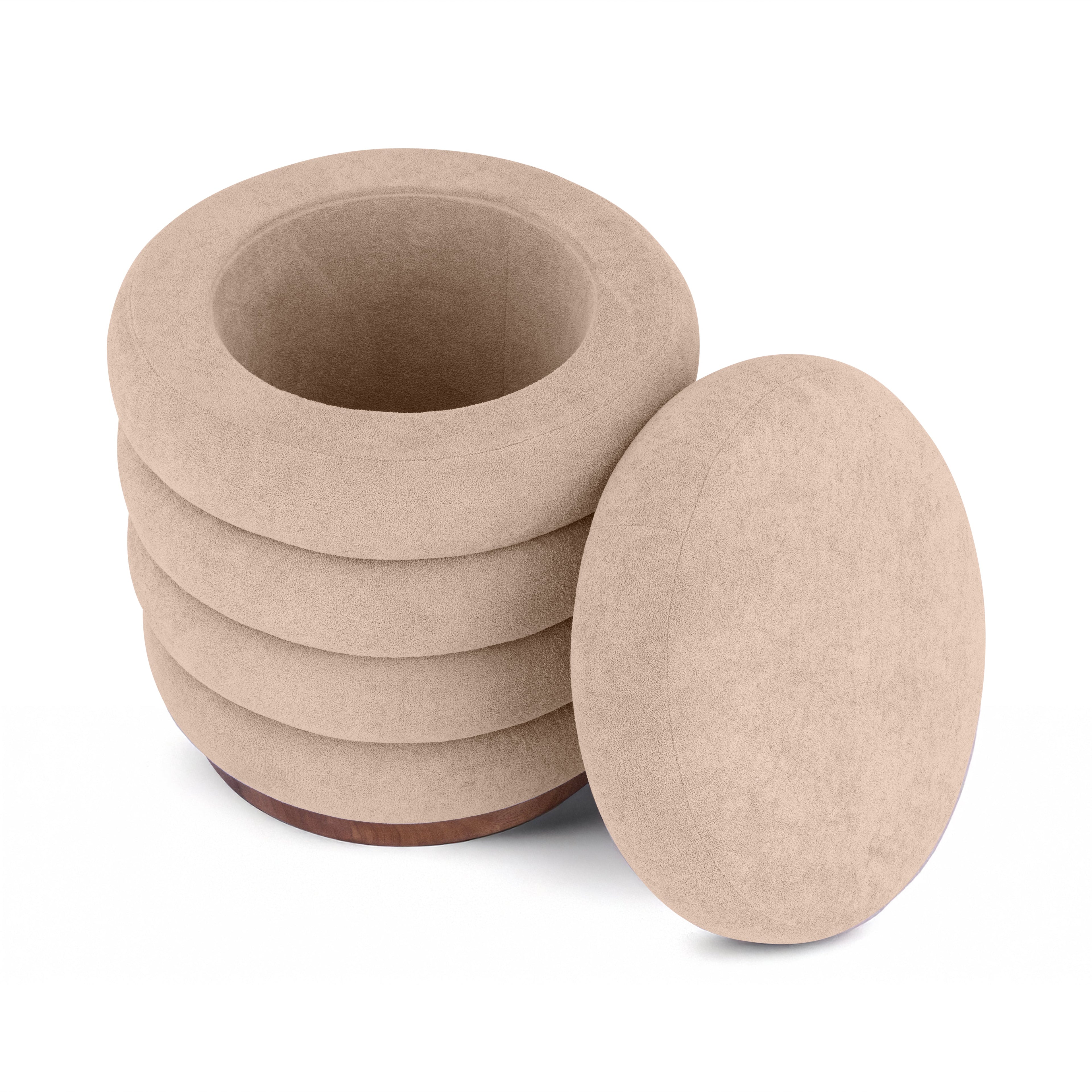 Elegant Sand Paisley Ottoman – Hidden Storage for Footrest and Extra Seating