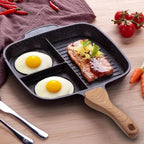 Versatile Triple-Compartment Nonstick Cooking Pan
